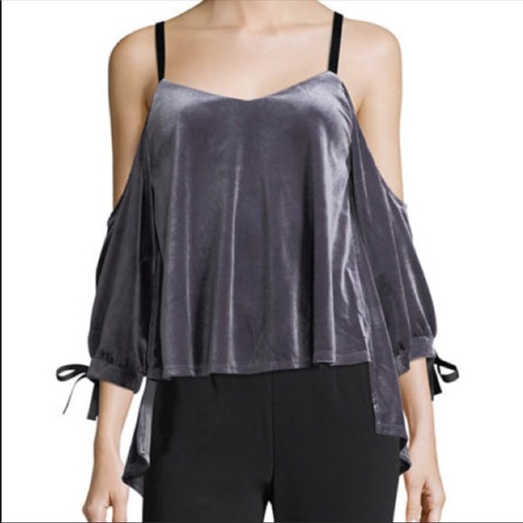 Romeo & Juliet Couture Tops - ROMEO & JULIET COUTURE velvet cold shoulder open